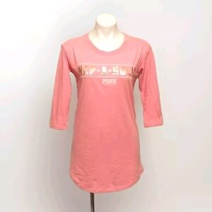 PINK Victoria's Secret XS Crew Neck Nap-A-Holic Sleepwear Shirt Dress Light Pink